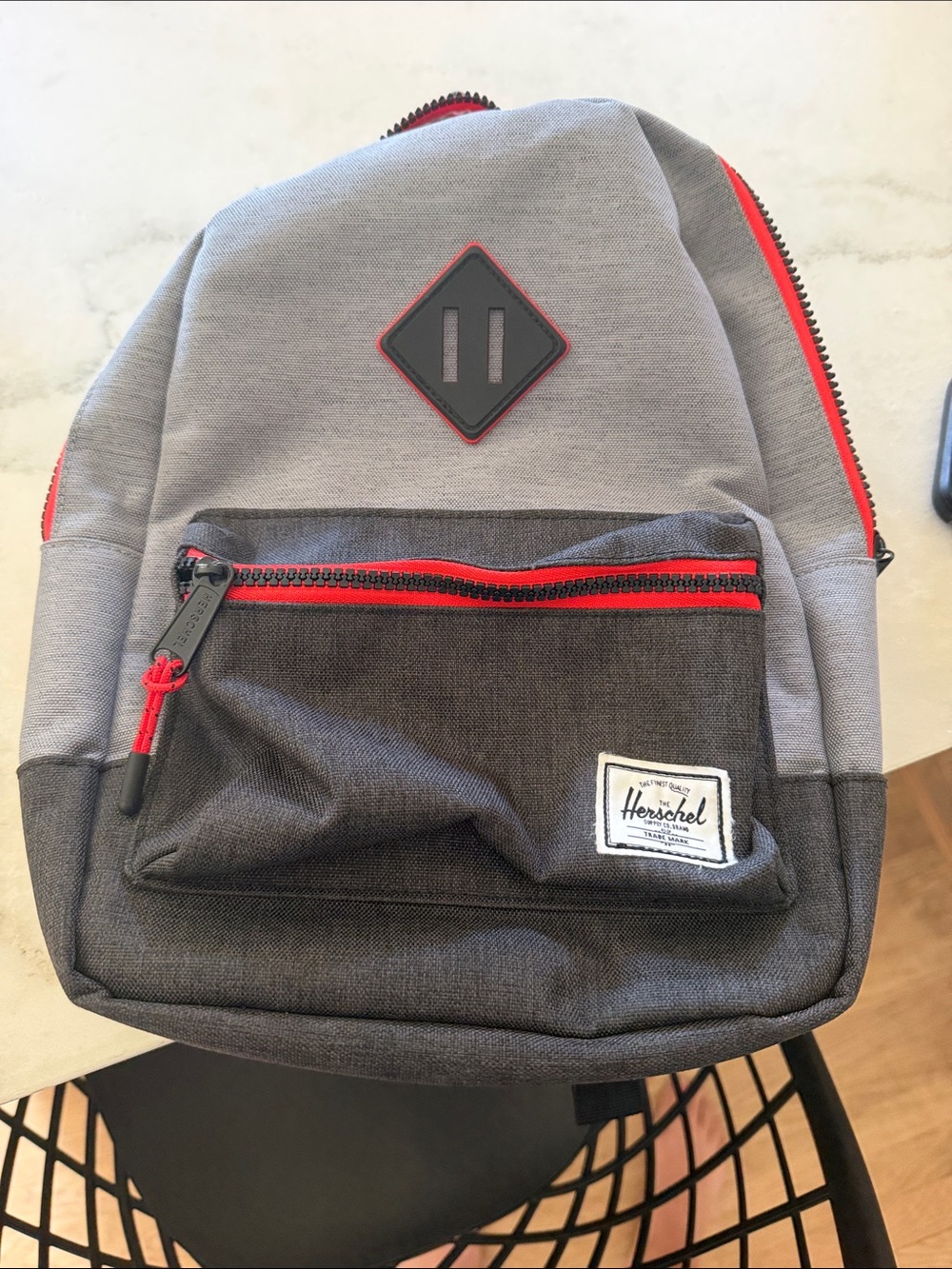 Herschel Supply Co. Two-Tone Gray & Dark Charcoal Backpack with Red Accents